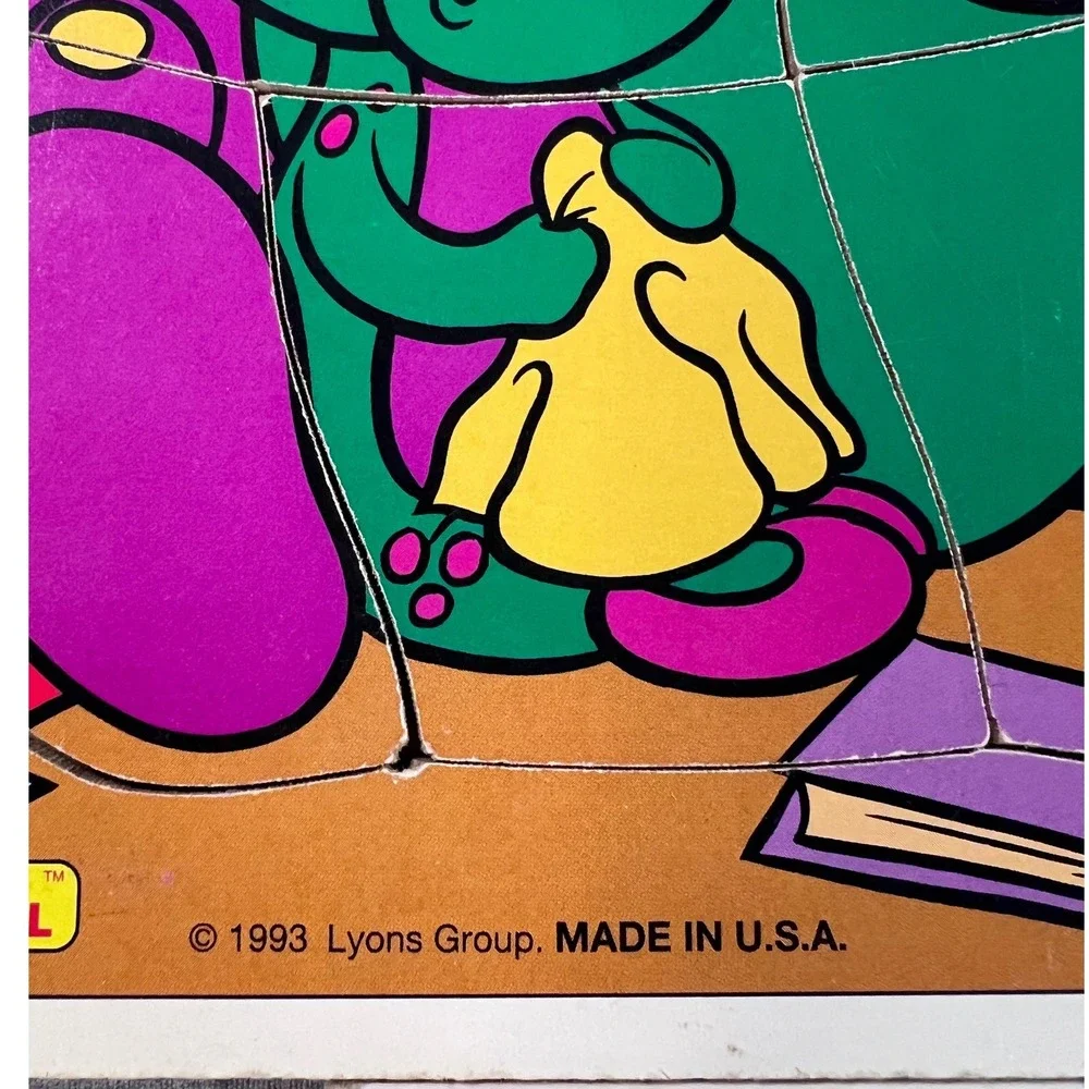 Vintage Barney Puzzle Lot Playskool Wood Tray Milton Bradley 1993 1999 3pc Set